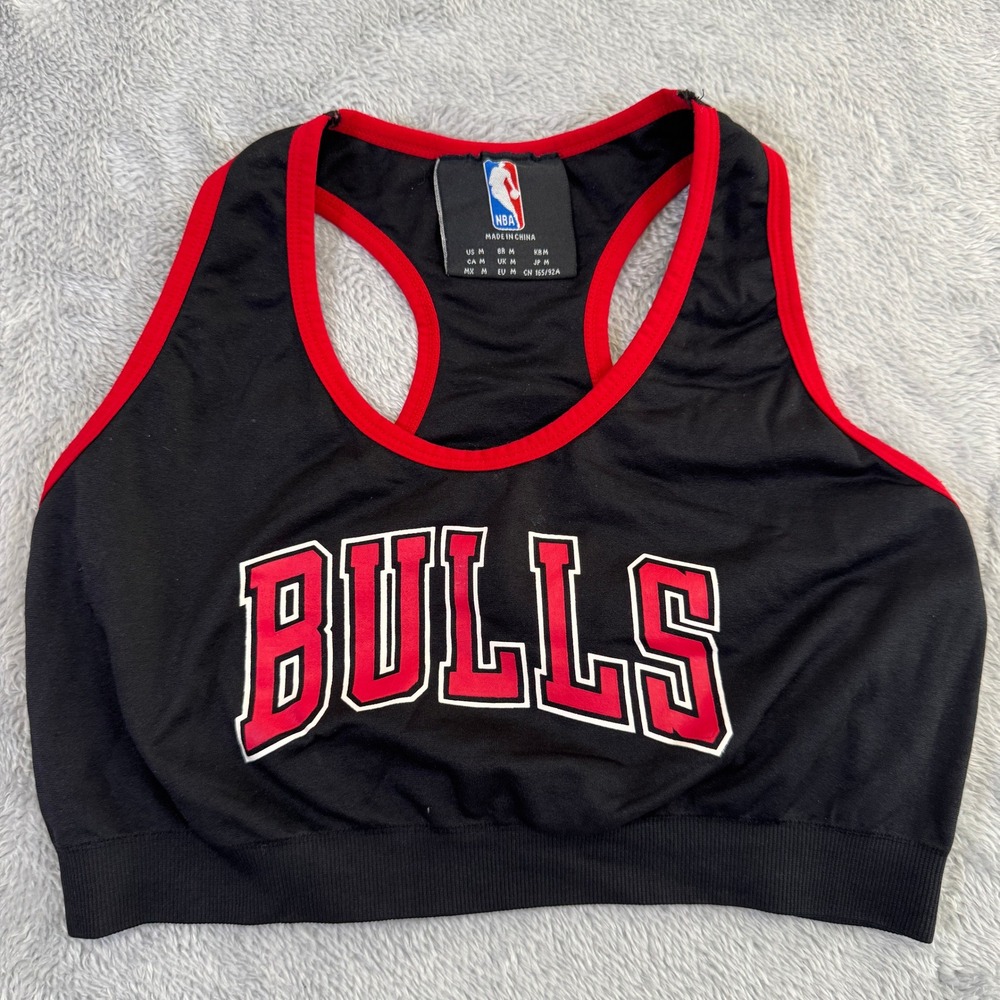 NBA Sports Bra Top Women M Black Chicago Bulls Racerback Perform Basketball Gym